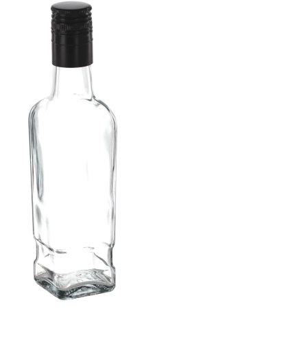 Botella de vidrio para whisky de 250 ml con cierre de rosca