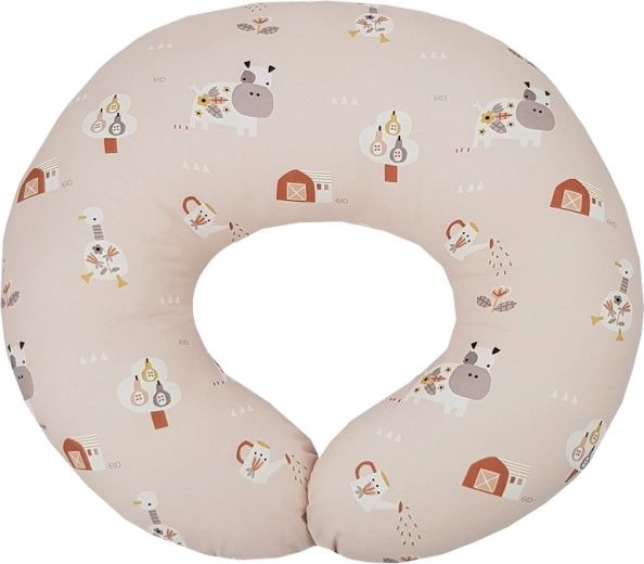 Cojín de lactancia pequeño EKO Velvet My farm powder pink 60 × 60 cm