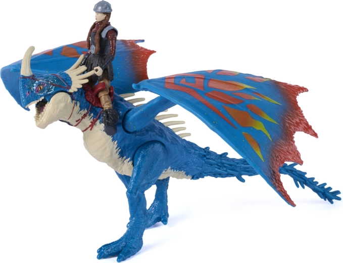 Astrid como jinete: fíjala al lomo del dragón