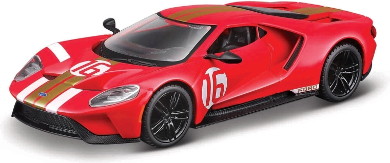 Bburago modelo de carreras 2022 Ford GT Heritage Edition 1:32 rojo