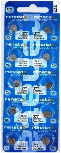 Pilas de botón RENATA 377/376 1,55 V – paquete de 10 uds.