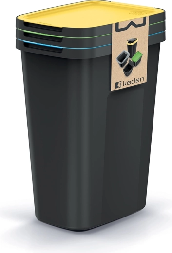 Set de cubos de basura COMPACTA Q FLAP PLUS 3×35 l, negro