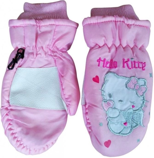 Guantes de esquí infantiles Hello Kitty rosas, impermeables y con forro térmico - 1 pieza