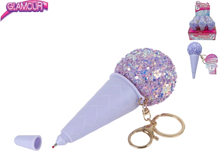 Glamour llavero de helado con bolígrafo morado