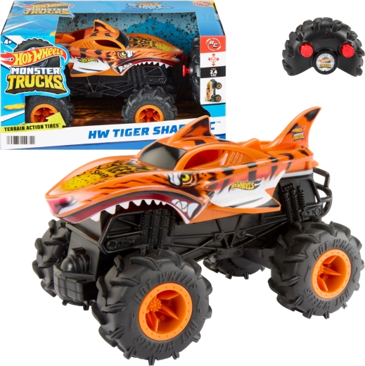 Hot Wheels Monster Trucks Tiger Shark RC con control remoto