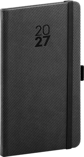 Agenda de bolsillo Notique Diamante 2027 negra 9 × 15,5 cm
