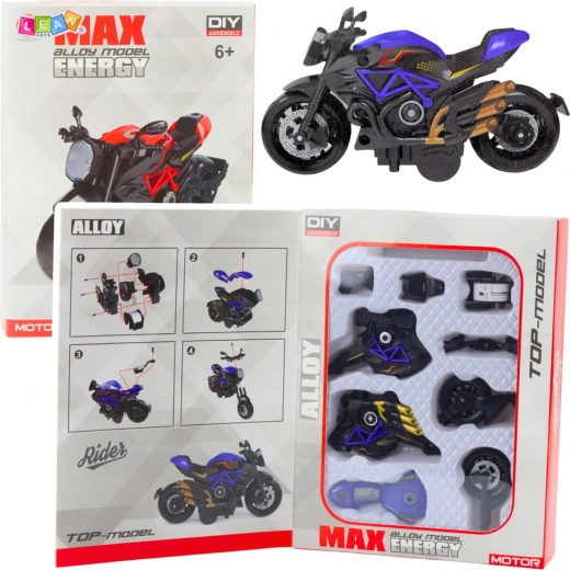 Motocicleta para montar 1:14, modelo de metal y plástico, negro-azul