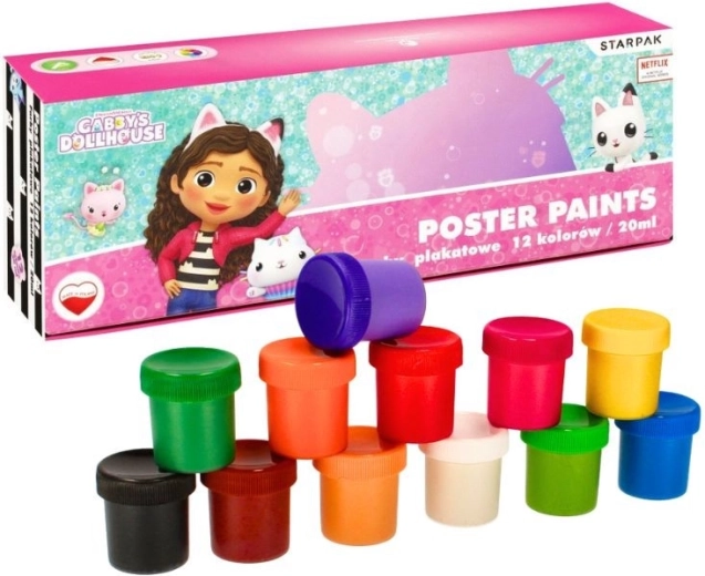 Pinturas témpera Gabby’s Dollhouse – set de 12 colores de 20 ml