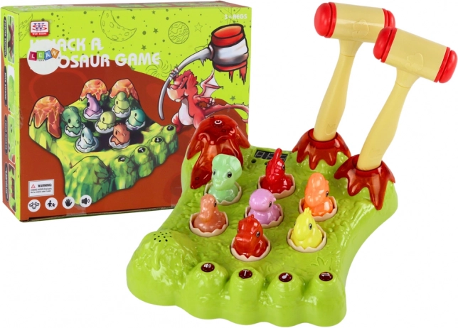Juego de golpear topos con dinosaurios con dos martillos