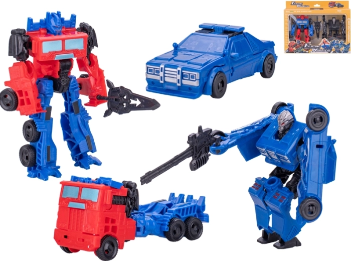 Coche/robot transformable 13 cm – set de 2 uds.