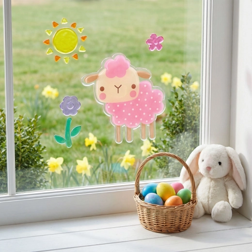 Decoración de gel para ventana de Pascua, 19 × 19 cm – 1 unidad