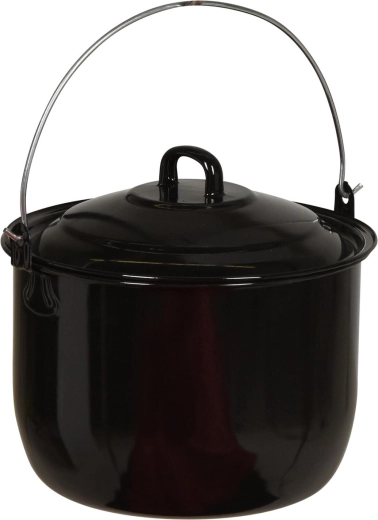 Olla colgante esmaltada de 24 cm con tapa, 6,7 l, negra