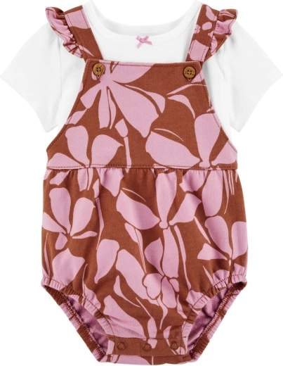 CARTER'S set de 2 piezas: camiseta de manga corta y braguita con tirantes con estampado floral – NB/talla 56