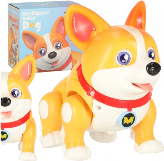 Perrito robótico interactivo Corgi con orejas luminosas y música