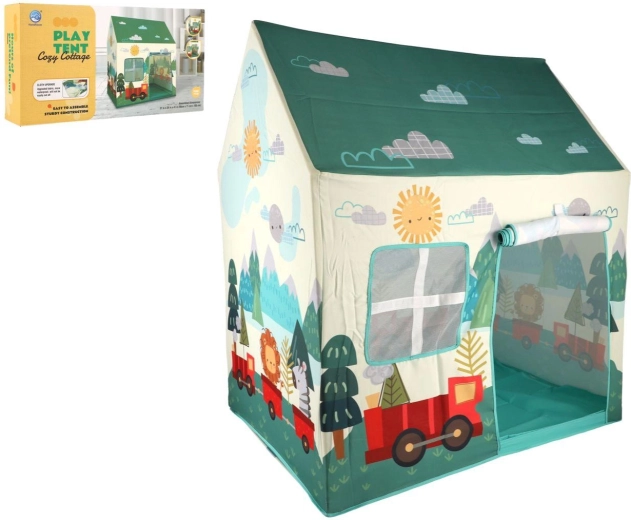 Tienda de campaña infantil de juego tipo casita con motivo de naturaleza y cochecito