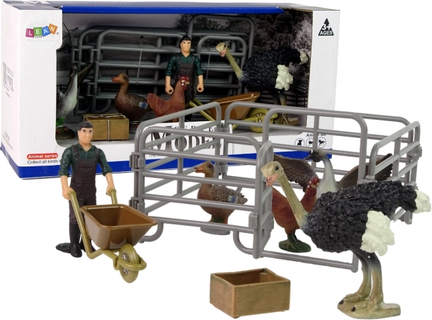 Set de figuras de granja: agricultor y animales de granja