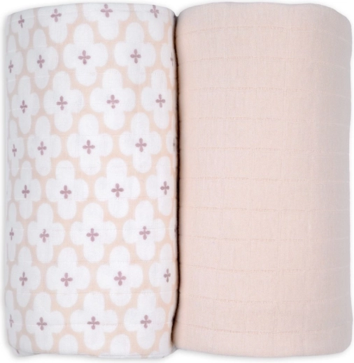 Lodger swaddler de algodón orgánico 110 × 110 cm (2 uds.) – matcha/powder