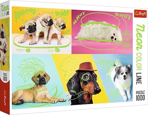 Puzle 1000 piezas Neon Color Line - Perros locos