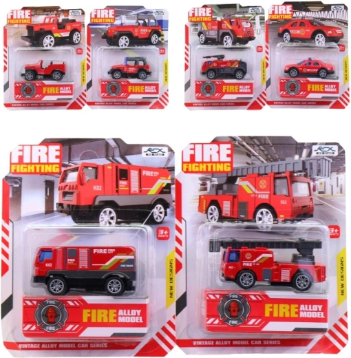 Coche de bomberos metálico en tarjeta 7,5 cm