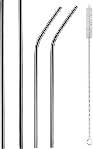Pajitas para bebidas de acero inoxidable, 4 uds con cepillo de limpieza