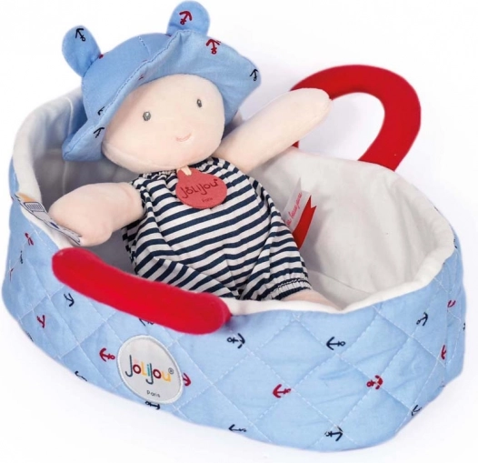 Doudou Jolijou Muñeca en bolsa de transporte azul