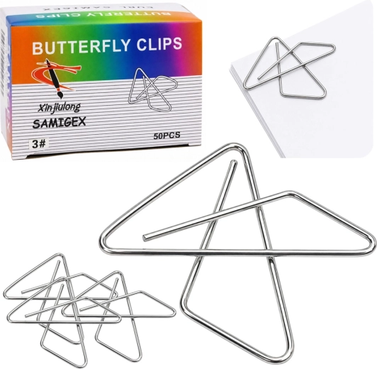 Clips metálicos cruzados tipo “mariposa” para documentos 28 mm (50 uds)