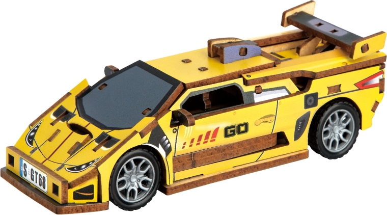 2Kids Toys rompecabezas de madera 3D coche deportivo amarillo