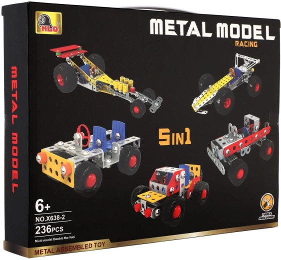 Kit de construcción metálico 5 en 1 – coches, 236 piezas