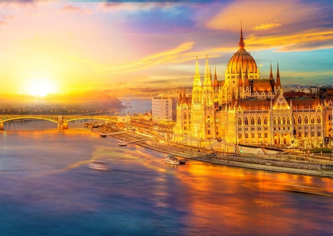 Puzzle Parlamento Húngaro al atardecer, Budapest 1000 piezas