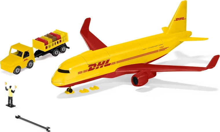 Avión de transporte DHL Siku World con accesorios