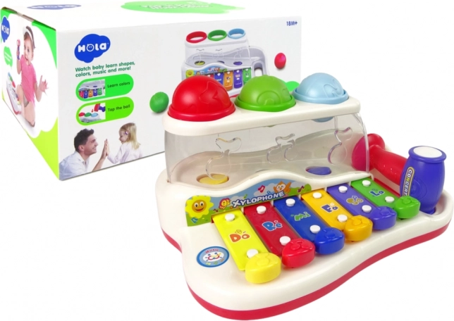 Xilófono educativo para niños pequeños con martillo y bolas de colores