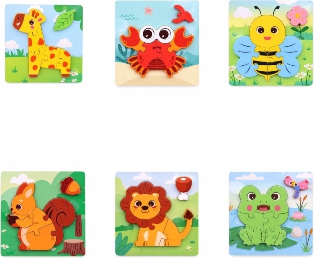 Puzle de madera con animalitos 15 × 15 cm