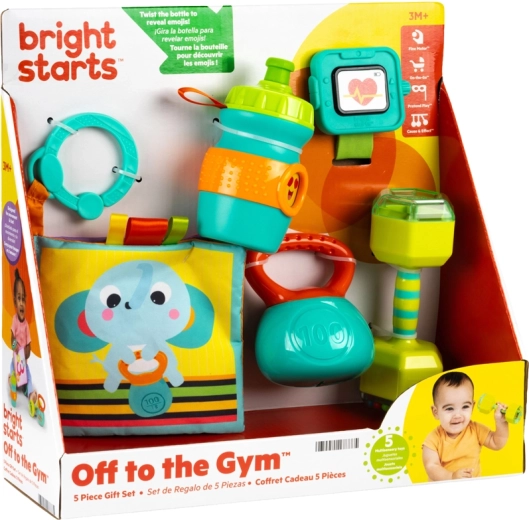Bright Starts conjunto de regalo de juguetes para el desarrollo de la coordinación y los sentidos Off to the Gym - 5 uds.