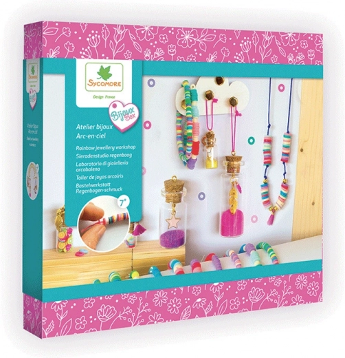 Fabricación de joyas – joyas arcoíris con cuentas Heishi y mini botellitas