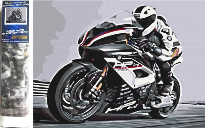 Pintura de diamantes NORIMPEX – moto de carretera 30 × 40 cm