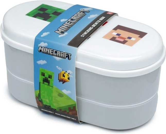 Fiambrera de dos niveles con cubiertos Minecraft