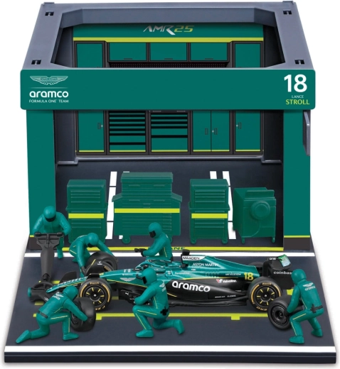Bburago Formula Racing set Pit Pass F1 Aston Martin AMR25 2025 Lance Stroll 1:43