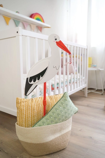 Pincho decorativo de jardín cigüeña con bebé en pañuelo XL - 1 pieza
