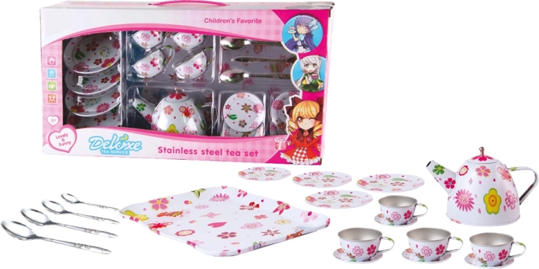 Juego de té de hojalata para niños 19 piezas