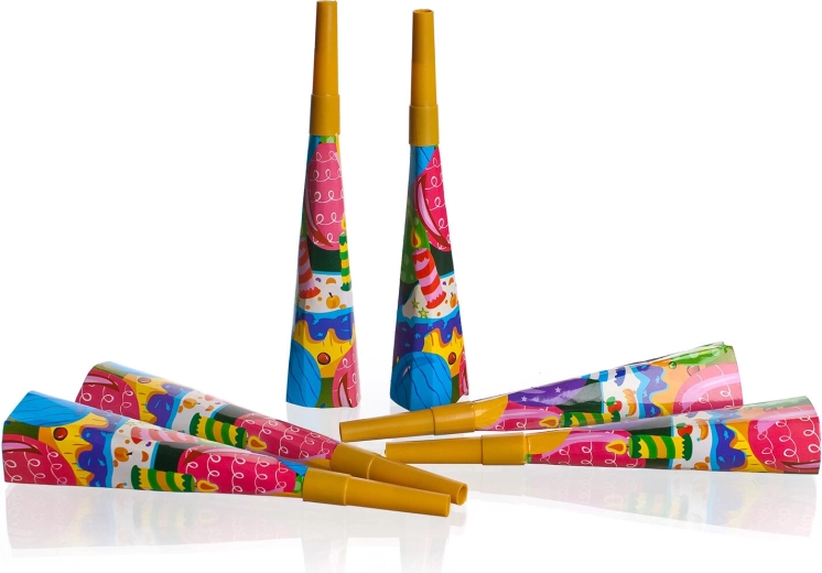 Trompetas de fiesta de papel 19 cm (6 uds.) MY PARTY