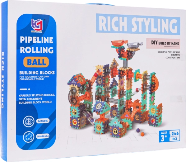 Juego de construcción de pista de canicas 246 piezas