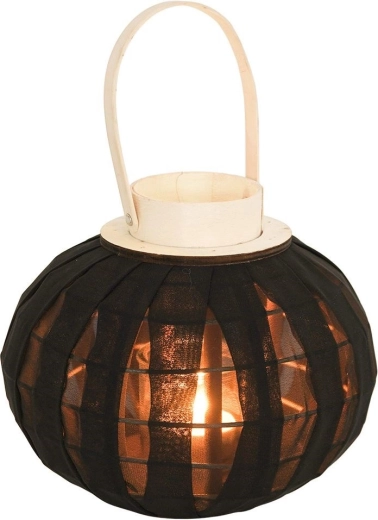 Farol de madera negro para vela 22 cm
