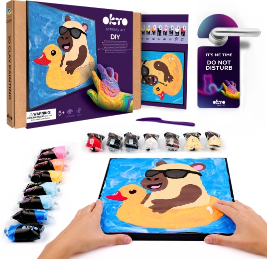 Okto Capibara kit artístico – pintura con masa por números 29 × 29 cm