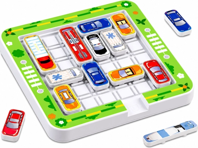 Tablero de juego con coches deslizantes