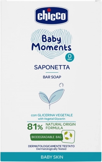Chicco Baby Moments jabón sólido de manos con glicerina vegetal 100 g