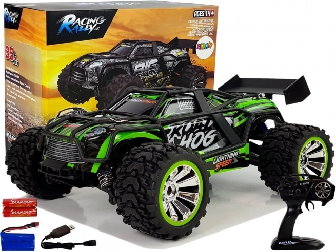 Coche todoterreno teledirigido 2.4G 1:18 verde