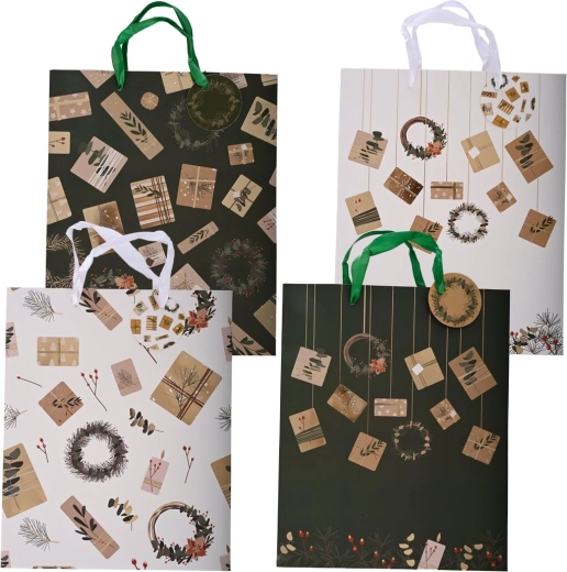 Bolsa de regalo navideña 26 × 10 × 32 cm (4 motivos)