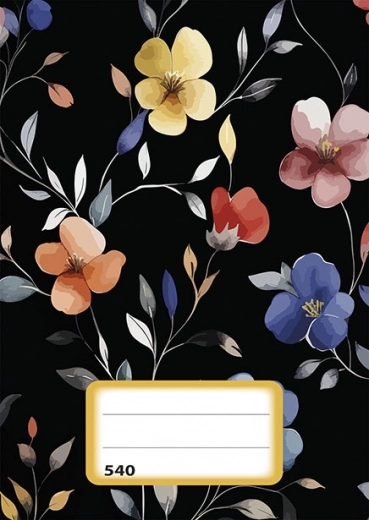 Cuaderno A5 sin líneas con motivo floral