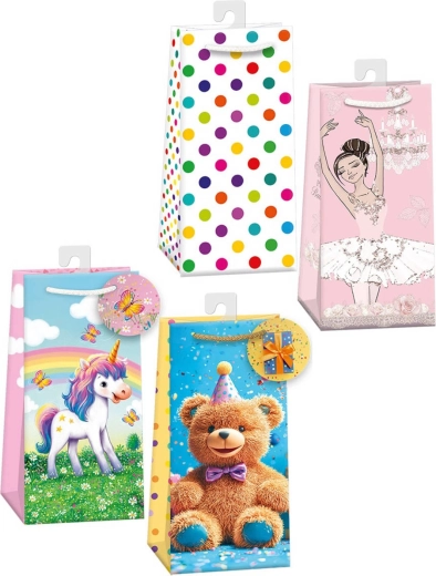 Bolsa de regalo de papel Argus 10 × 22 × 6 cm, varios motivos - 1 unidad