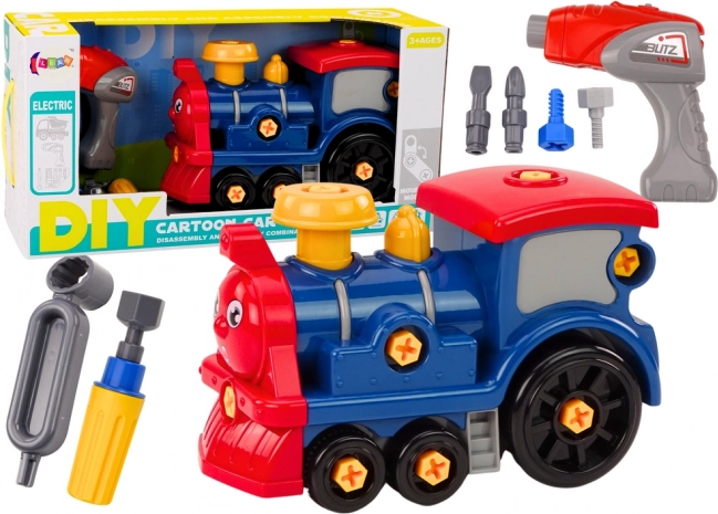 Locomotora de dibujos animados DIY para montar – azul oscuro